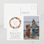 Thanksgiving Herfst Wreate Holiday Foto Aankondigingskaart (Voorkant / Achterkant)