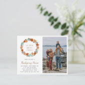 Thanksgiving Herfst Wreate Holiday Foto Aankondigingskaart (Staand voorkant)