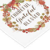 Thanksgiving Herfst Wreatful Thankful Grateful Ble Korte Tafelloper (Hoek)