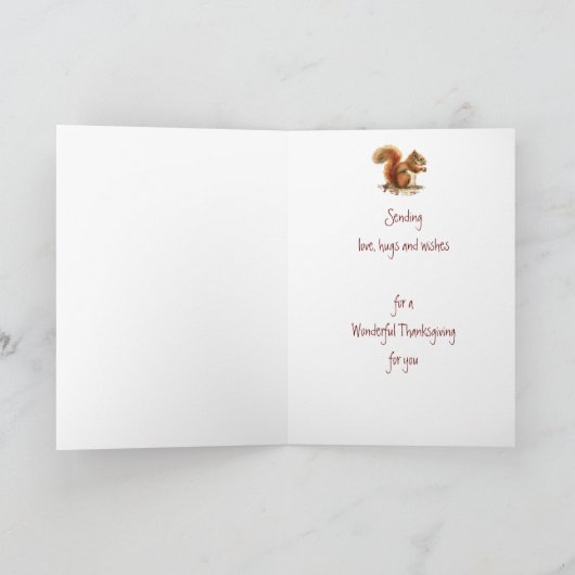 Thanksgiving herfst Wreath oom oom Red Squirrel Feestdagen Kaart (Binnen)
