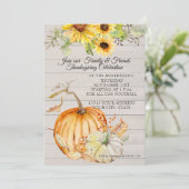 Thanksgiving Herfst Zonnebloemblad Houtpompoenen Kaart (Staand voorkant)
