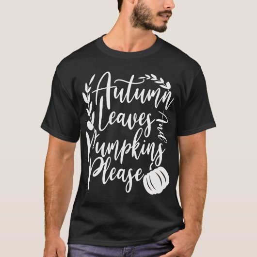 Thanksgiving herfstbladeren en pompoenen graag t-shirt (Voorkant)