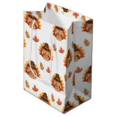 Thanksgiving herfstbladeren Gobble Medium Cadeauzakje (Voorkant Gekanteld)