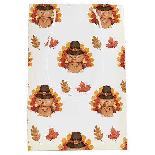 Thanksgiving herfstbladeren Gobble Medium Cadeauzakje (Voorkant)