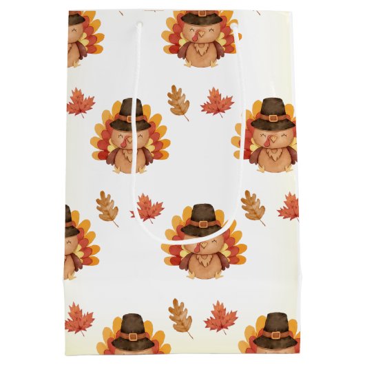 Thanksgiving herfstbladeren Gobble Medium Cadeauzakje (Achterkant)