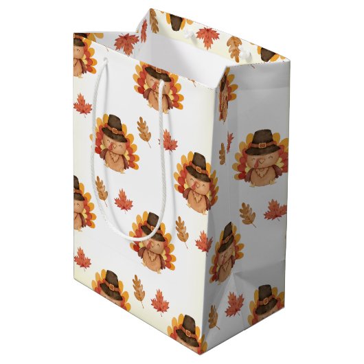 Thanksgiving herfstbladeren Gobble Medium Cadeauzakje (Achterkant Gekanteld)