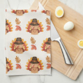 Thanksgiving herfstbladeren Gobble Theedoek (Quarter Fold)