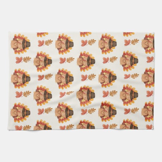 Thanksgiving herfstbladeren Gobble Theedoek (Horizontaal)