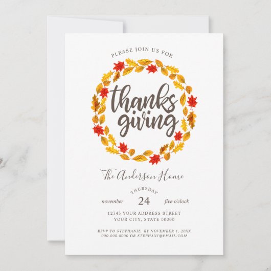 Thanksgiving herfstbladeren krans kaart (Voorkant)