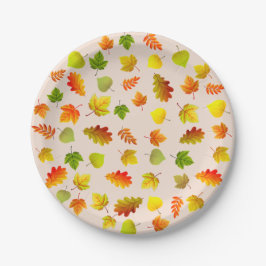 Thanksgiving Herfstbladeren op Beige Papieren Bordje