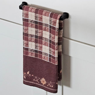Thanksgiving herfstbladeren op Brown Plaid Theedoek