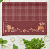 Thanksgiving herfstbladeren op Red Plaid Theedoek (Gevouwen)