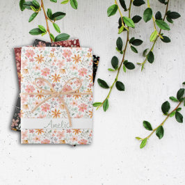 Thanksgiving Herfstbloem rood patroonnaam Inpakpapier Vel