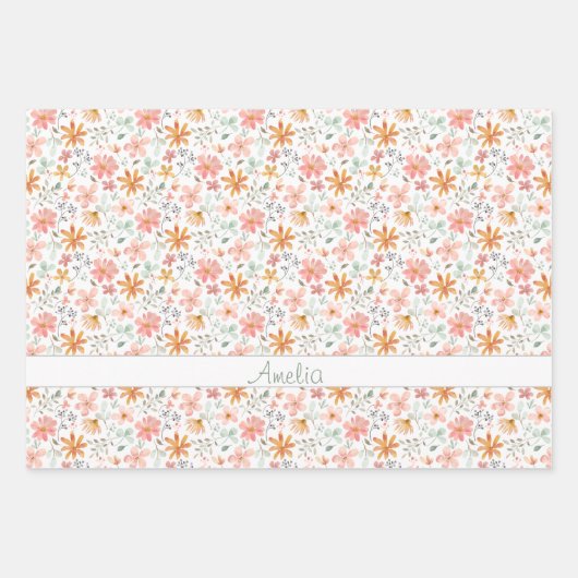 Thanksgiving Herfstbloem rood patroonnaam Inpakpapier Vel (Voorkant)