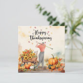 Thanksgiving Herfstgroet voor Golfer Feestdagenkaart (Staand voorkant)