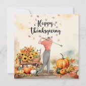 Thanksgiving Herfstgroet voor Golfer Feestdagenkaart (Voorkant)