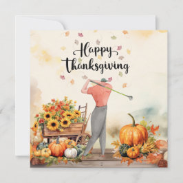 Thanksgiving Herfstgroet voor Golfer Feestdagenkaart