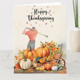 Thanksgiving Herfstgroet voor Golfer Kaart