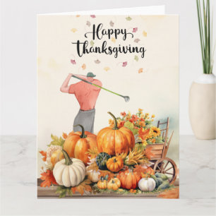 Thanksgiving Herfstgroet voor Golfer Kaart