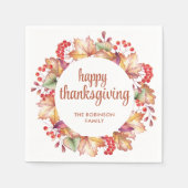 Thanksgiving herfstkleuren bloemenkrans servet (Voorkant)