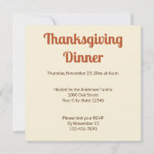 Thanksgiving herfstkleuren strepen diner kaart (Achterkant)