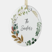 Thanksgiving herfstkleuren verlaat NAAM JAAR Keeps Keramisch Ornament (Rechts)