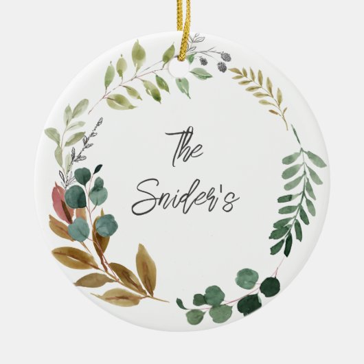 Thanksgiving herfstkleuren verlaat NAAM JAAR Keeps Keramisch Ornament (Voorkant)