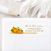 Thanksgiving, herfstoogst, twee pompoenen Label (Insitu)