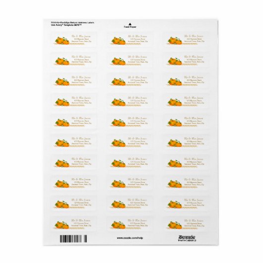 Thanksgiving, herfstoogst, twee pompoenen Label (Full Sheet)