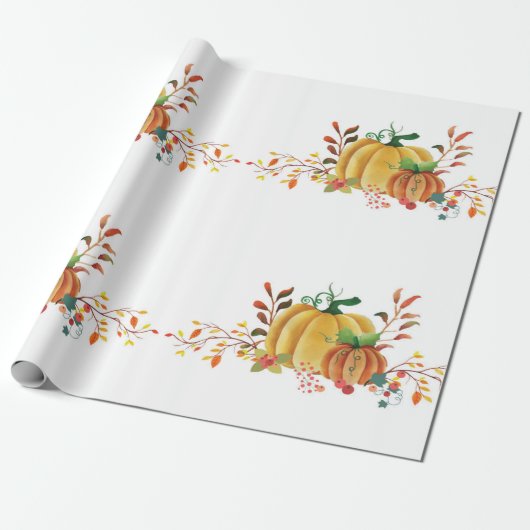 Thanksgiving herfstpompoenontwerp cadeaupapier (Uitgerold)