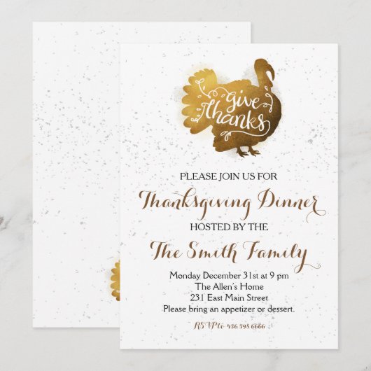 Thanksgiving Het diner geeft de Uitnodiging van Be (Voorkant / Achterkant)