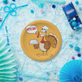 Thanksgiving Het diner is Served Turkey Cartoon Papieren Bordje (Feest)