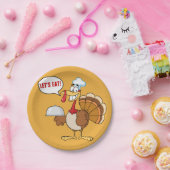 Thanksgiving Het diner is Served Turkey Cartoon Papieren Bordje (Feest)