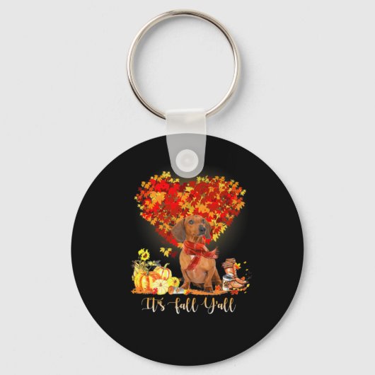 Thanksgiving Het is Herfst Y'all Dachshund Sleutelhanger (Voorkant)