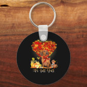 Thanksgiving Het is Herfst Y'all Dachshund Sleutelhanger (Voorkant)
