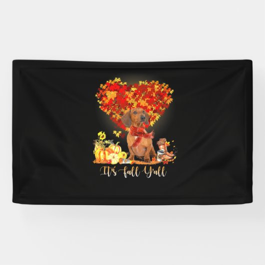 Thanksgiving Het is Herfst Y'all Dachshund Spandoek (Horizontaal)