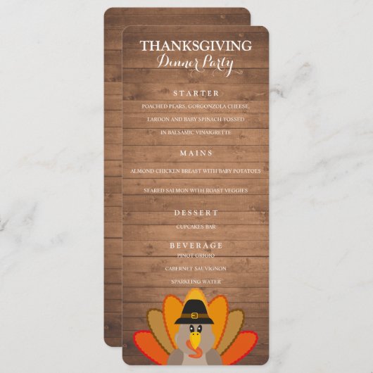 Thanksgiving het menu sjabloon van de Dinner Party (Voorkant / Achterkant)