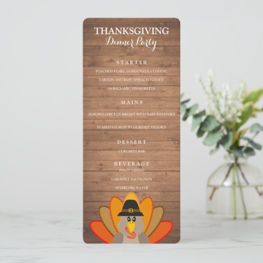 Thanksgiving het menu sjabloon van de Dinner Party (Staand voorkant)