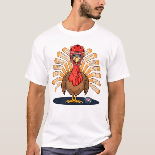 Thanksgiving Hockey Funny Turkije Boys Mannen T-shirt (Voorkant)