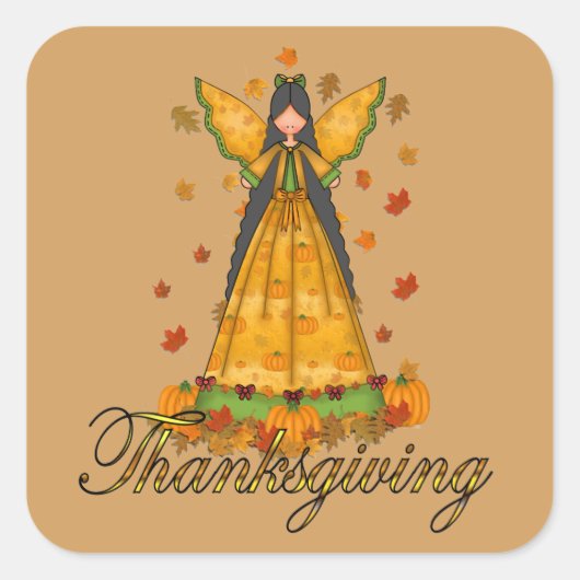 Thanksgiving Holiday Angel Seizoensgebonden leuke  Vierkante Sticker (Voorkant)