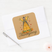 Thanksgiving Holiday Angel Seizoensgebonden leuke  Vierkante Sticker (Envelop)