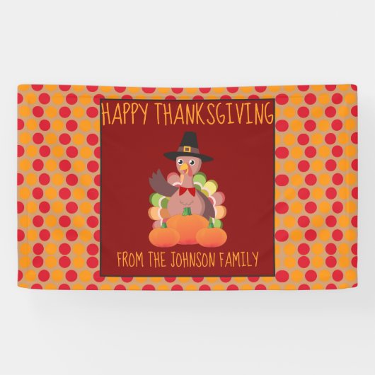 Thanksgiving Holiday - Familienaam Turkije Spandoek (Horizontaal)