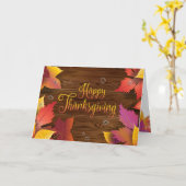 Thanksgiving Holiday Herfst Gold Maple Leaves Wood Kaart (Gele Bloem)