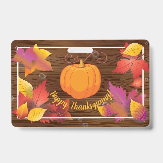 Thanksgiving Holiday Herfst Maple Leaves, Wood dec Badge (Voorzijde)