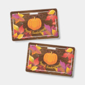 Thanksgiving Holiday Herfst Maple Leaves, Wood dec Badge (Voor- en achterkant)