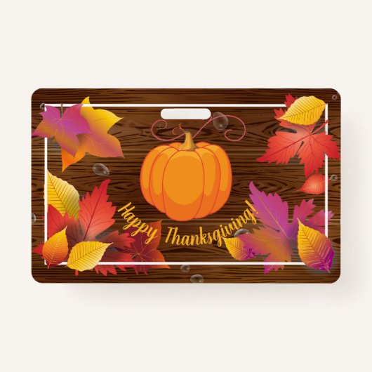 Thanksgiving Holiday Herfst Maple Leaves, Wood dec Badge (Voorkant)