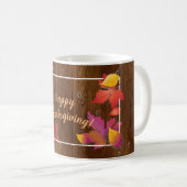 Thanksgiving Holiday Herfst Maple Leaves Wood deco Koffiemok (Voorkant rechts)