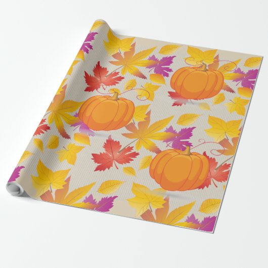 Thanksgiving Holiday Herfst Maple lekt RETRO decor Cadeaupapier (Uitgerold)