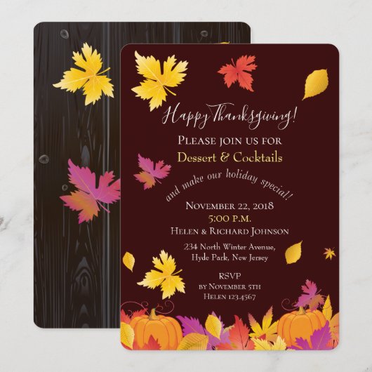 Thanksgiving Holiday Herfst Maple verlaat Waterver Kaart (Voorkant / Achterkant)