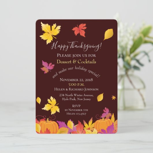 Thanksgiving Holiday Herfst Maple verlaat Waterver Kaart (Staand voorkant)